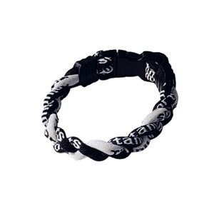 Titanium Kuds Youth Black and White Braided Sports Performance Healing Bracelet